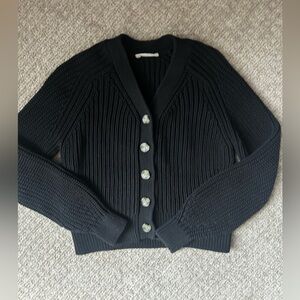 Everlane Black Ribbed Cardigan